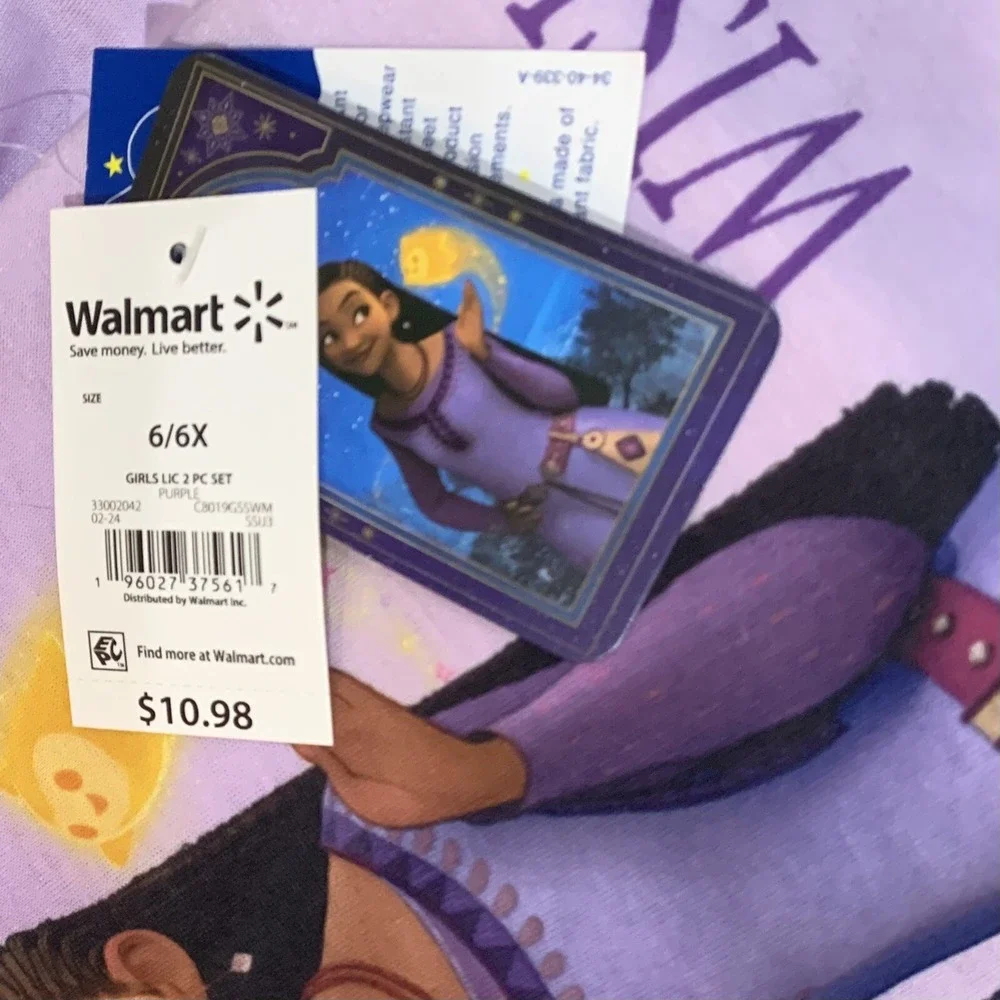 Disney Wish Girls Short Sleeve Pajama Top 6-6X New with Tags Purple Make A Wish